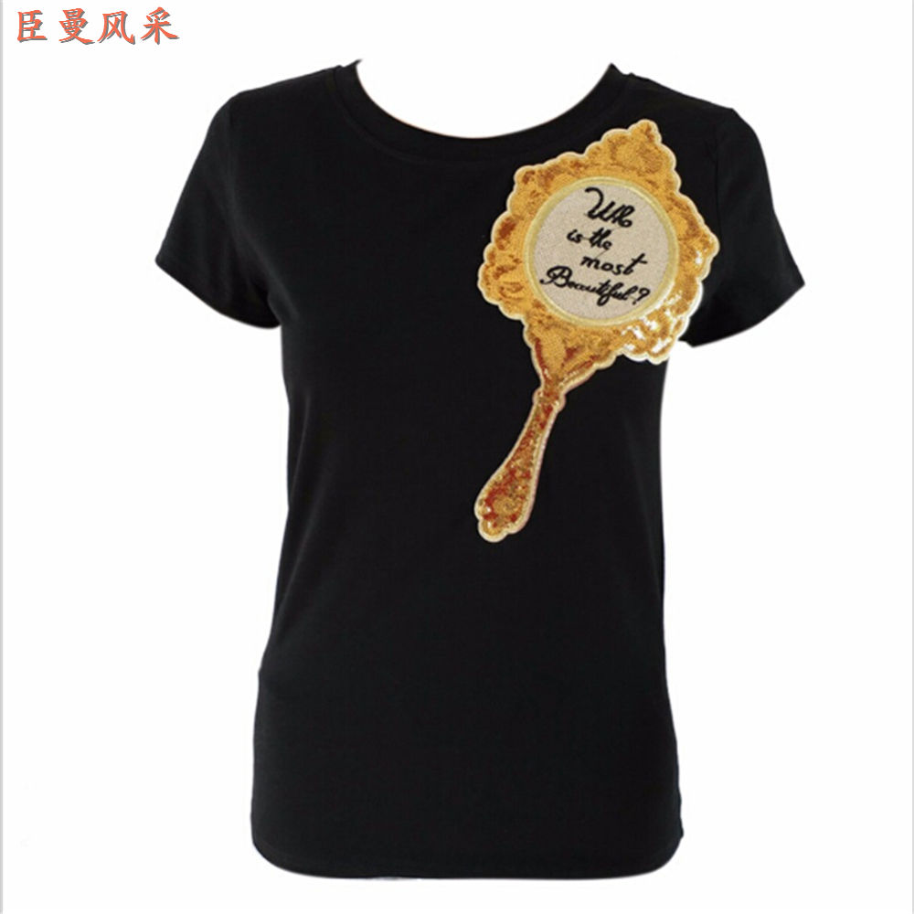 Wholesale- New Women Sequins T-shirt Patchwork Casual Summer T-shirt Mirror Tshirt Top Tees Black/White Chenmanfengcai
Wholesale- New Women Sequins T-shirt Patchwork Casual Summer T-shirt Mirror Tshirt Top Tees Black/White Chenmanfengcai