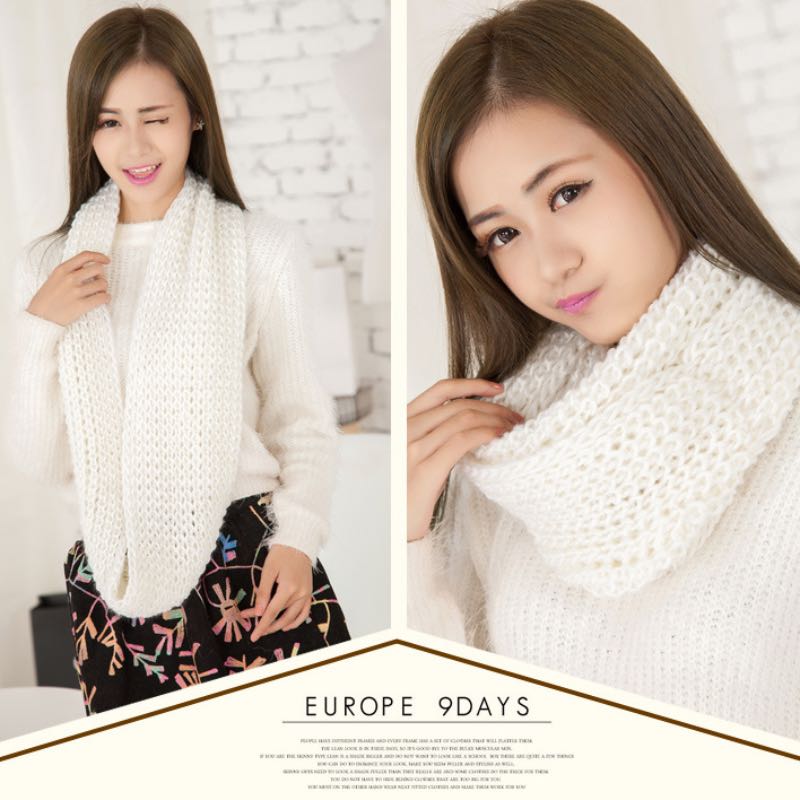 Knitted Infinity Scarves Pure Color Two Rings Winter Scarf 130 x 25 cm 10 Colors Wholesale Scarve