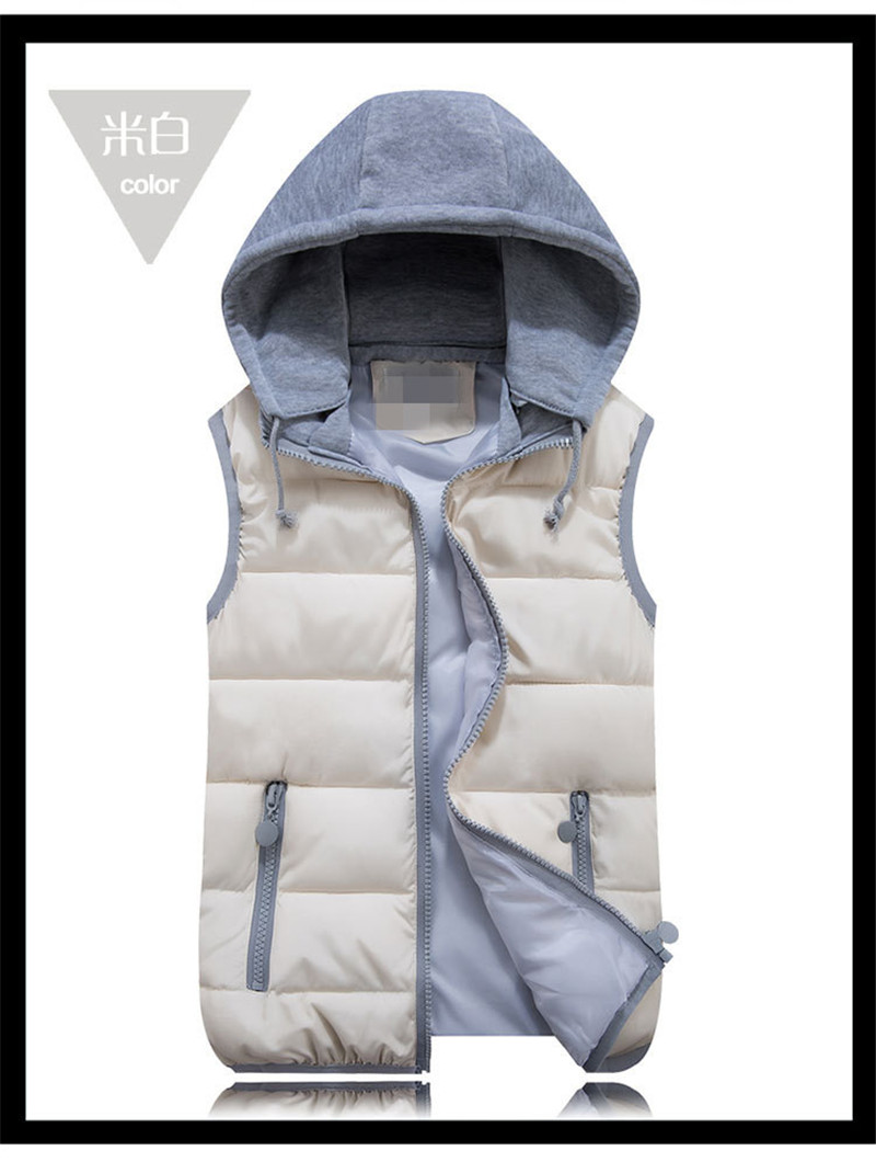 Wholesale-women's cotton collar hooded down vest Removable hat high quality Brand New female winter warm Jacket&Outerwear Thicken