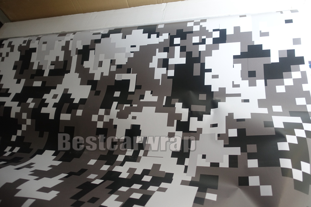 white urban night Digital Tiger Camo Vinyl Car Wrap With air bubble Free Pixel Camouflage Graphics Car Sticker Film size 1.52x10m/20m/30m