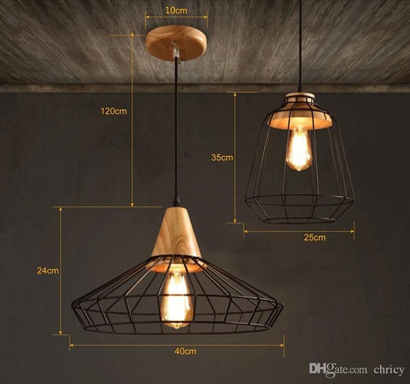 Retro Loft Led Industrial Pendant Lamp Wooden Chandelier Lighting for Restaurant Bar Coffee Kitchen Home Decoration