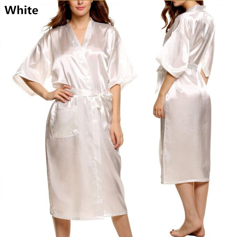 Wholesale-Mens Womens Plus Size Long Satin Bath Robe Sexy Kimono Silk Bathrobe Men Peignoir Homme Dressing Gown for Men Summer Robes