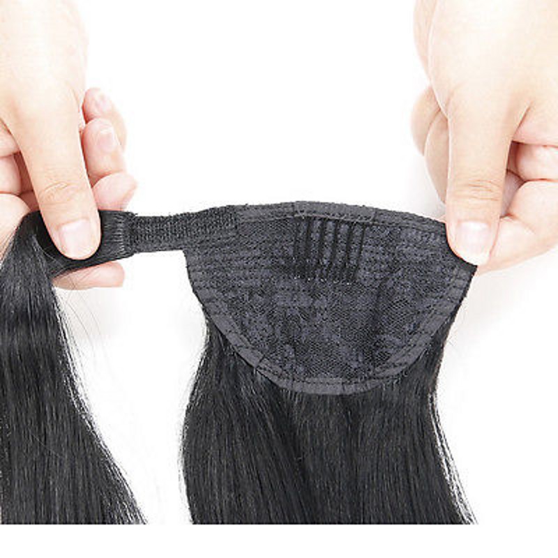 Body wave drawstring ponytail hairpiece wraps around pony tail natural black 1b wet wavy human hair ponytail hair extension 100g-160g