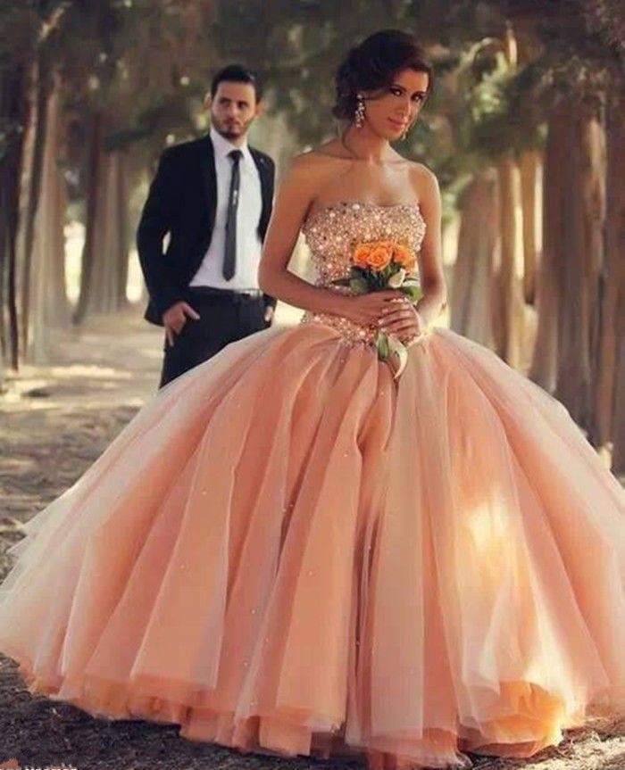 Bling Bling Coral Ball Gown Prom Dresses Shining Sequins Beads Top Zipper/Lace-up Back Quinceanera Dresses Evening Gowns