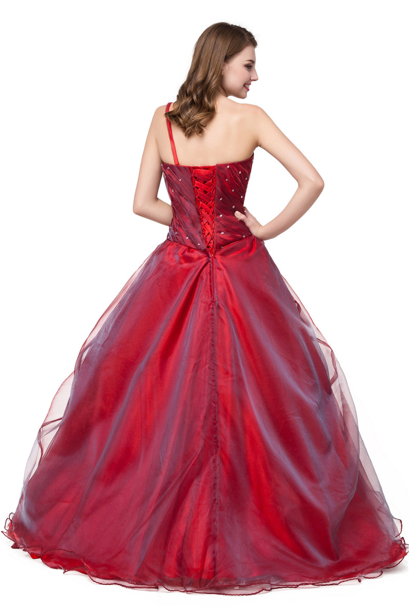 2017 New One-Shoulder Flowers A-Line Quinceanera Dresses with Beading Sequins Organza Plus Size Sweet 16 Dress Vestido Debutante Gowns BQ48