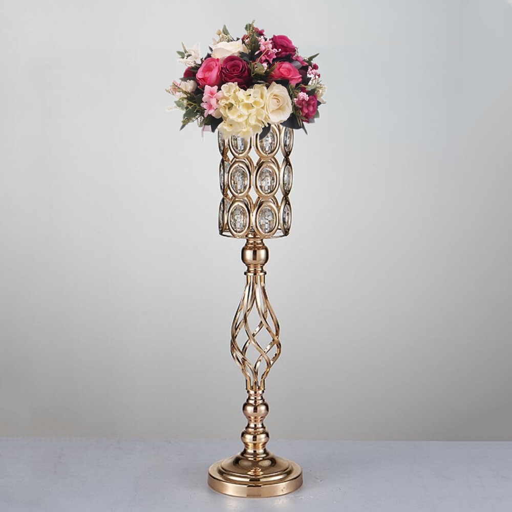Metal Golden Candle Holders Hollow Wedding Table Candelabra Centerpiece Flower Rack Road Lead Home Decor 10 Pcs / Lot