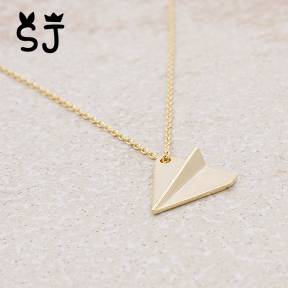 30PCS Gold Silver Origami Plane Necklace Paper Plane Necklace Tiny Aircraft Airplane Necklaces Jewelry for women