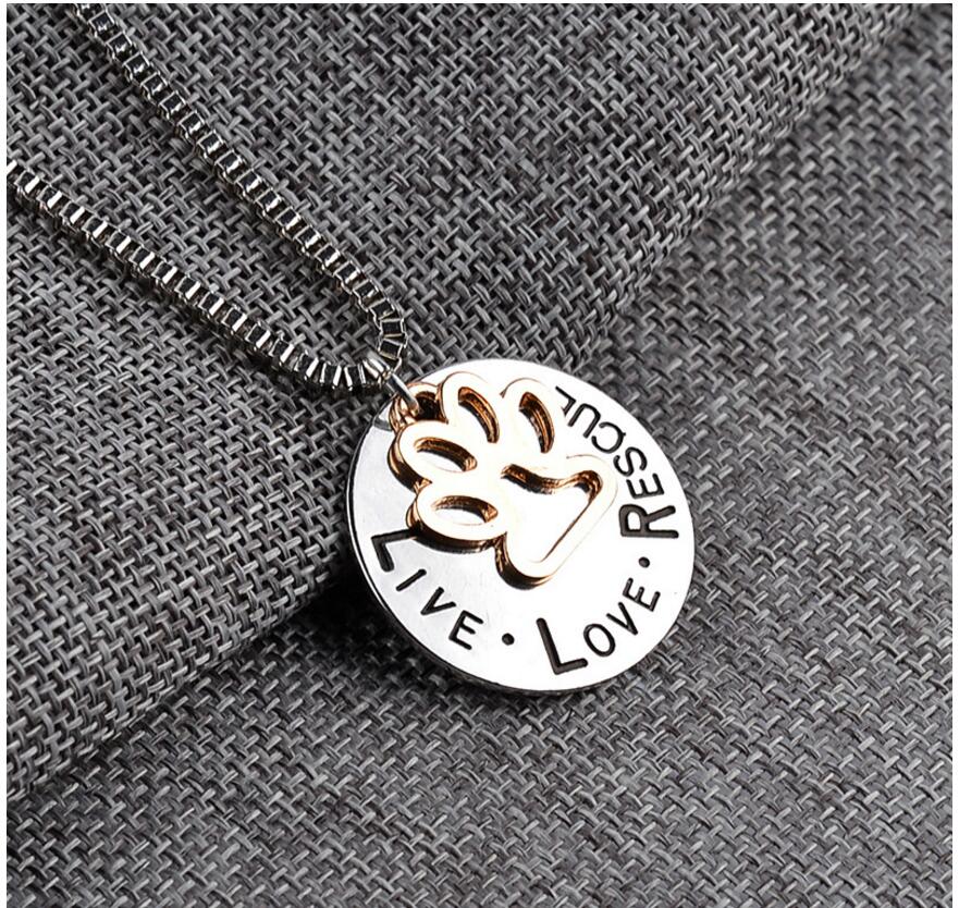 2018 Pendant Necklace Hand Stamped Personalized Animal Shelter Pet Rescue Paw Print Cat Dog Lover