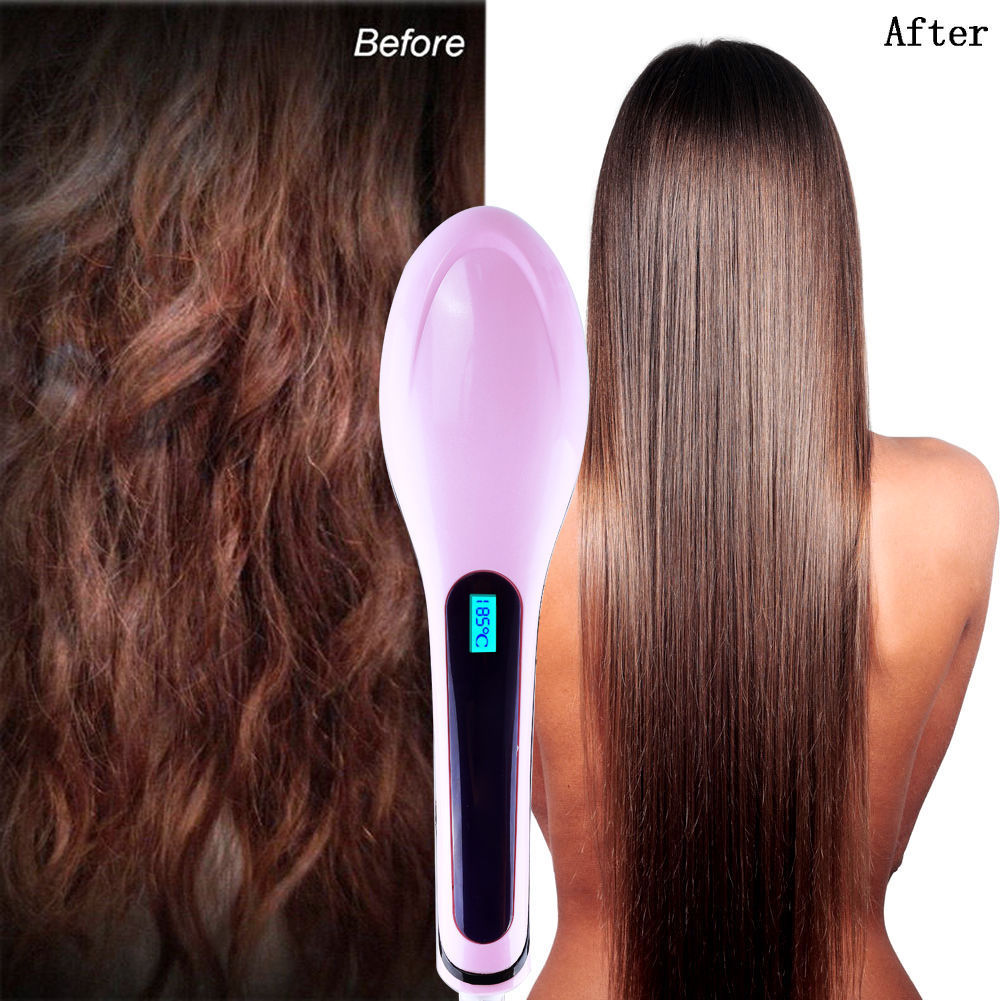 hair straightener LCD Electric Hair Straightener Comb Hot Iron Brush Auto Fast Hair Massager Tool hairs straightener