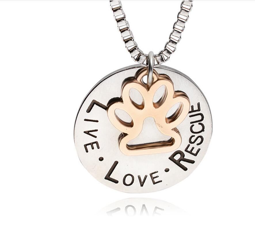 2018 Pendant Necklace Hand Stamped Personalized Animal Shelter Pet Rescue Paw Print Cat Dog Lover
