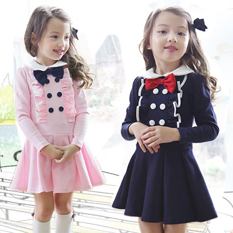 Korean Baby Girls Preppy Style double breasted bow dresses Long Sleeve Princess Dress Child Clothes Boutique Clothing Kids wear Pink/navy
Korean Baby Girls Preppy Style double breasted bow dresses Long Sleeve Princess Dress Child Clothes Boutique Clothing Kids wear Pink/navy