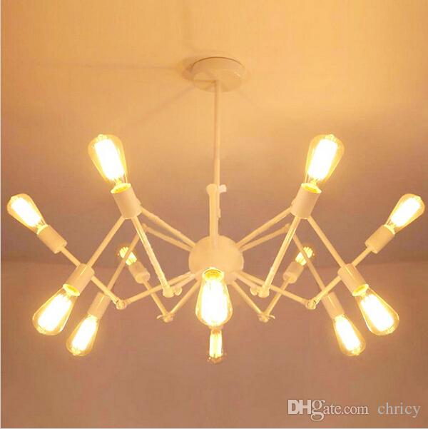 Nordic Industrial vintage Spider Design E27 Edison Chandelier Cafe Bar Light Fixture Adjustable Iron Lamp Decoration black pendant light