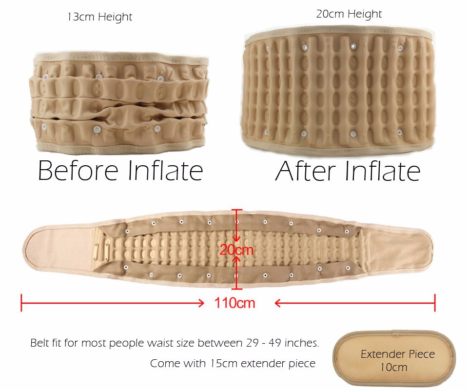 Body Relaxation Massager Back Belt Spinal Air Traction Physio Decompression Back Brace Pain Lower Lumbar Support