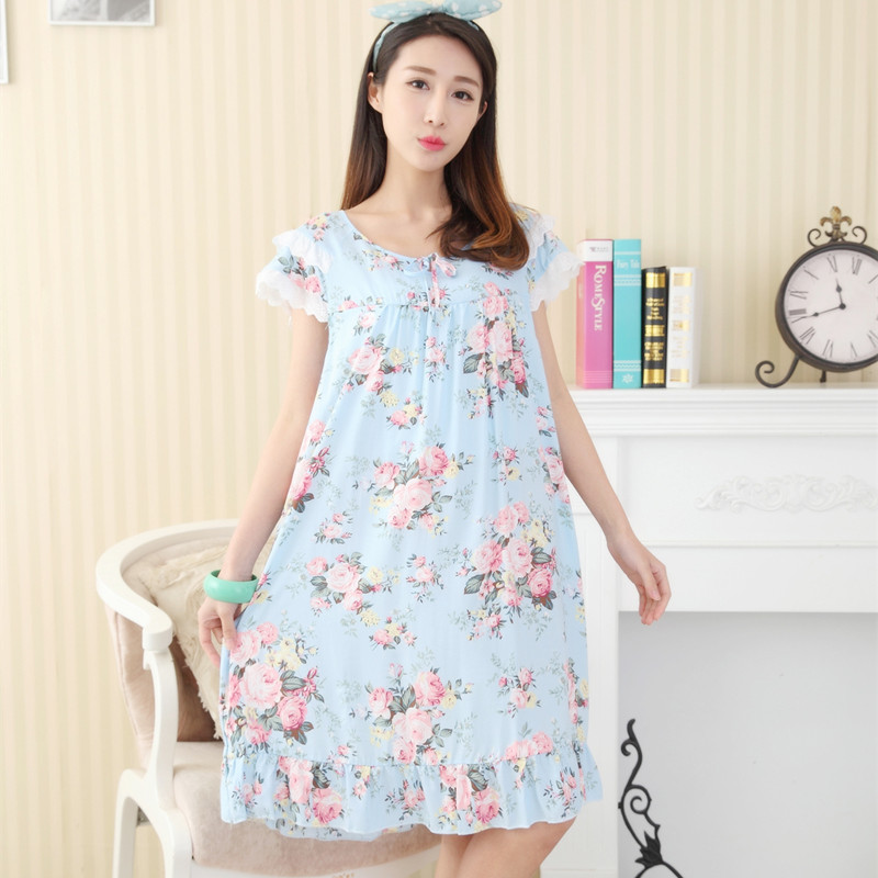 Wholesale- Women Cotton Short-sleeve Nightgown Woven Cotton Rustic Lace Plus Size Sleepwear Lounge Free Shipping, Blue jcf005
Wholesale- Women Cotton Short-sleeve Nightgown Woven Cotton Rustic Lace Plus Size Sleepwear Lounge Free Shipping, Blue jcf005
