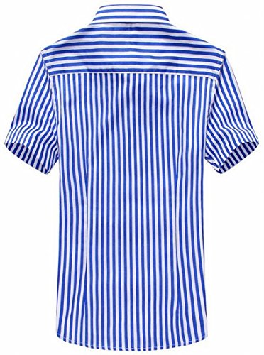 Wholesale-NQ Men's Vertical Stripe Short Sleeve Korean Button Shirts