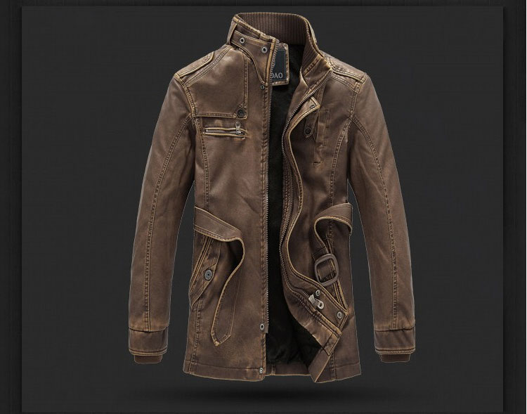 New 2016 men clothing Pu Leather jacket Winter coat motorcycle leather jackets cultivate one's morality trench coat high quality
