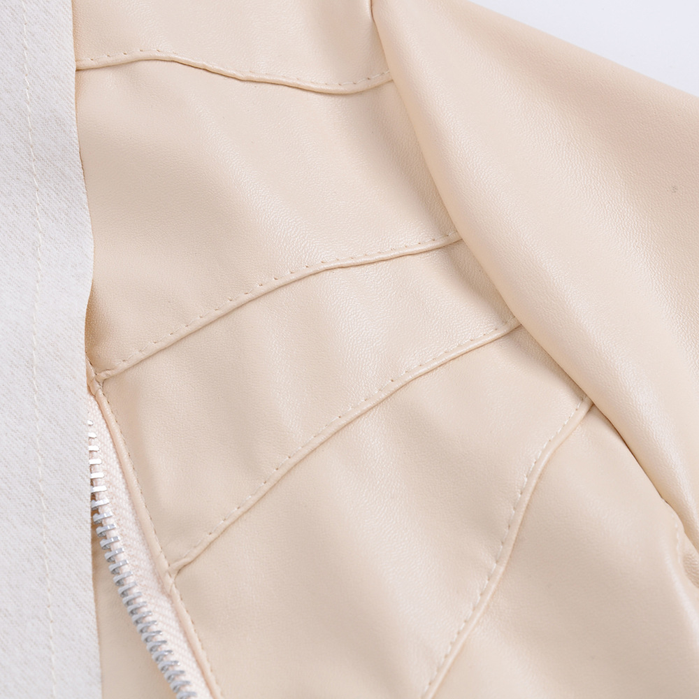 Wholesale-S~4XL Plus Size Brand Womens Leather Jackets And Coats British Style Long Sleeve Casual Women Leather Jacket Coat Overcoat 07749