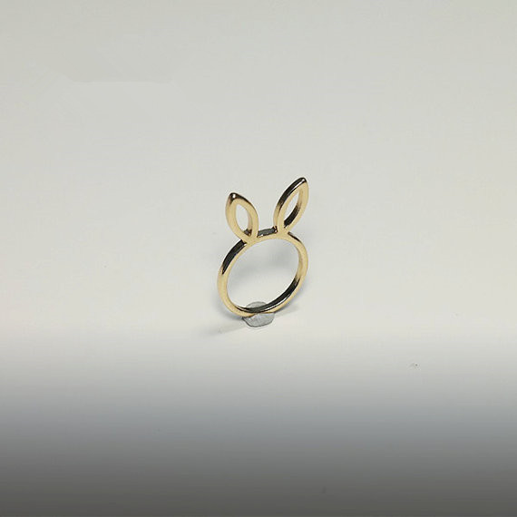 30PCS Cute Bunny Rabbit Ring Lovely Hare Ears Rings Pet Cat Head Face Ring Simple Outline Animal Rings for Easter Day Gifts