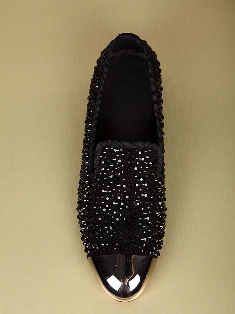 New Fashion Men Shoes Leather Shoes Men's Flats Shoes Low men Oxford Shoes Rhinestone adornment Loafers for male