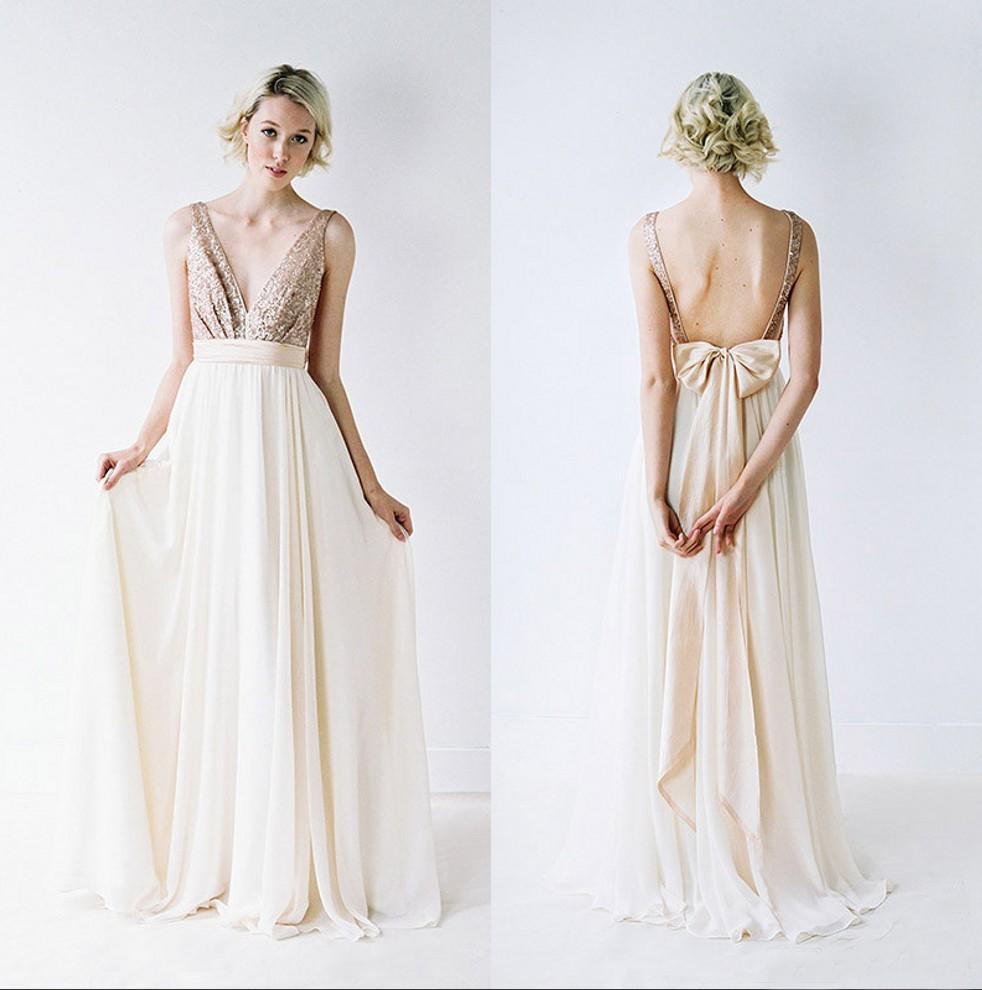 Elegant 2016 Light Champagne Sequined And Chiffon Bridesmaid Dresses Long Sexy V Neck Backless Bow Beach Pregnant Maid Of Honor Gown EN3258
Elegant 2016 Light Champagne Sequined And Chiffon Bridesmaid Dresses Long Sexy V Neck Backless Bow Beach Pregnant Maid Of Honor Gown EN3258