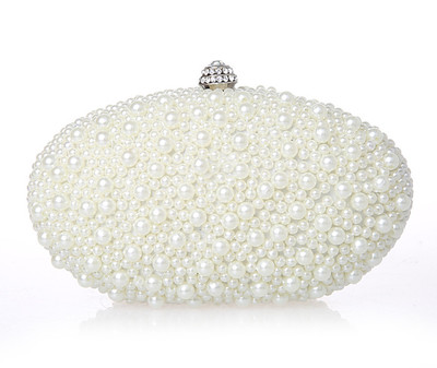 New Arrival 2016 Ivory Red Black Pearls Bridal Handbags For Women Cheap High Quality Hobos Diamonds Wedding Party Clutch Bags EN603