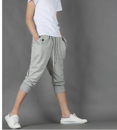 Wholesale- New Mens Harem Capri Casual Sport Athletic Baggy Gym Jogger Joggin Skinny Male Shorts Cotton Polyester Blends Short Pants