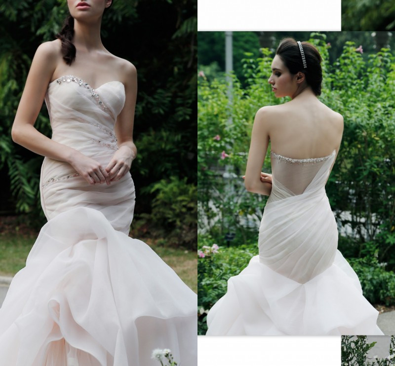 Sexy Crystals Beaded Ruched Wedding Dresses 2017 Summer Sheer Back Organza Ruffles Mermaid Bridal Gowns Floor Length Wedding Dresses, Gold
Sexy Crystals Beaded Ruched Wedding Dresses 2017 Summer Sheer Back Organza Ruffles Mermaid Bridal Gowns Floor Length Wedding Dresses, Gold