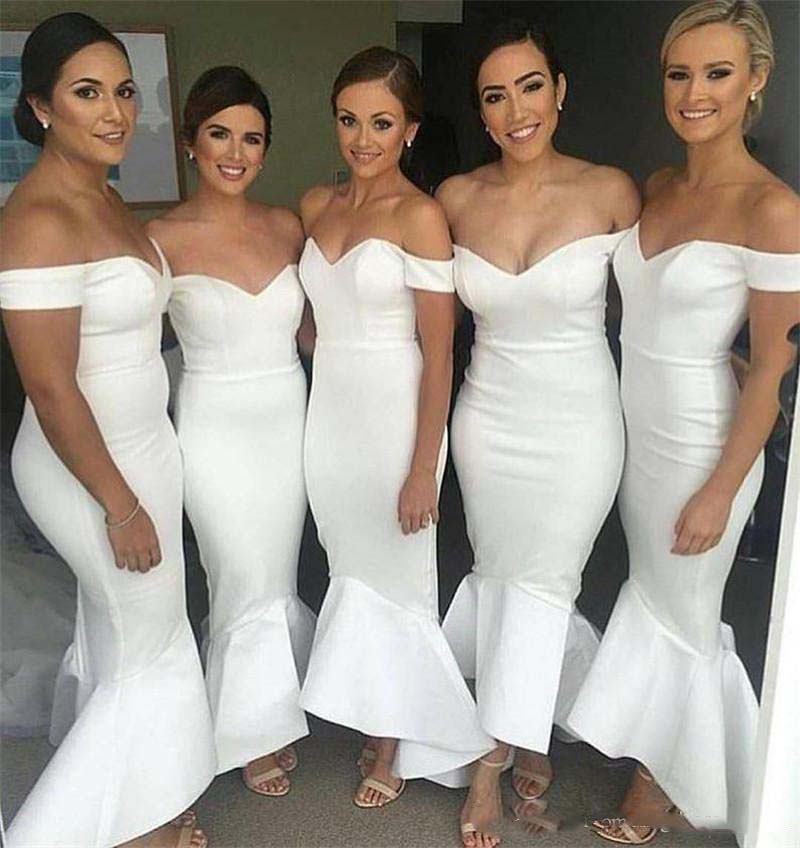 2017 White Cheap Bridesmaid Dresses Off the Shoulder Mermaid Sexy Maid of the Honor Dress Hi Low Wedding Guest Dresses Party Gowns
2017 White Cheap Bridesmaid Dresses Off the Shoulder Mermaid Sexy Maid of the Honor Dress Hi Low Wedding Guest Dresses Party Gowns