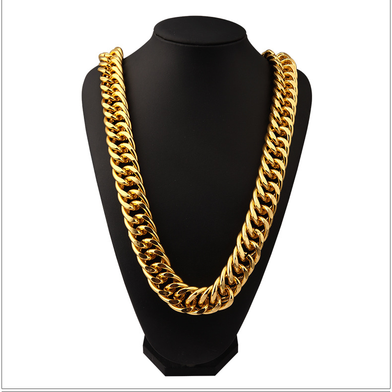 Exaggerated 18k gold silver plated Hip Hop Punk Cuban chain T- Show Necklace High Level Men's Hip hop Snake simple Chain Necklace 2.6cm 90cm
Exaggerated 18k gold silver plated Hip Hop Punk Cuban chain T- Show Necklace High Level Men's Hip hop Snake simple Chain Necklace 2.6cm 90cm