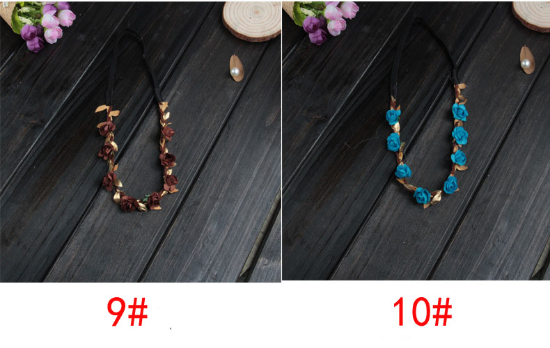 Children Hair Accessories Baby Golden Leaves Flower Headbands Kids Girls Hair Bands Woman Fashion Christmas Wreath Headwear 19Colors