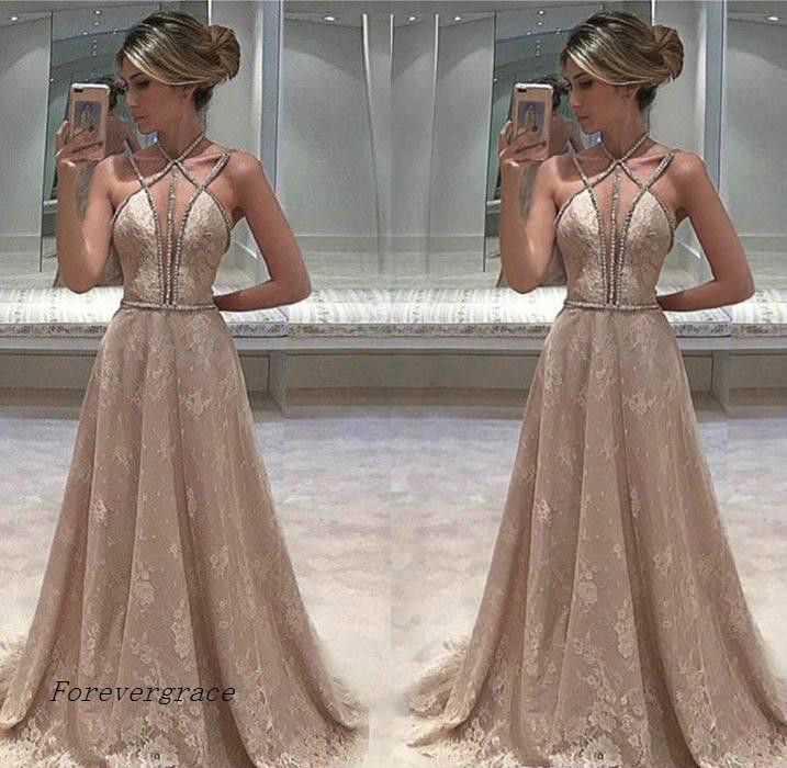 Sexy South Africa Sleeveless Evening Dress Cheap Chic Lace Long Backless Formal Wear Party Gown Custom Made Plus Size