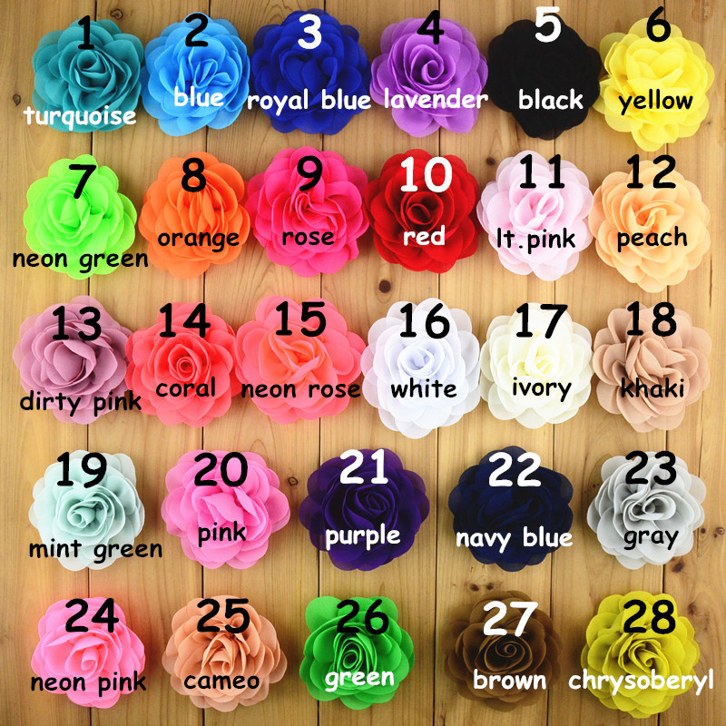 8cm chiffon fabric rose flower with alligator clip for baby hair accessory 24pcs/lot