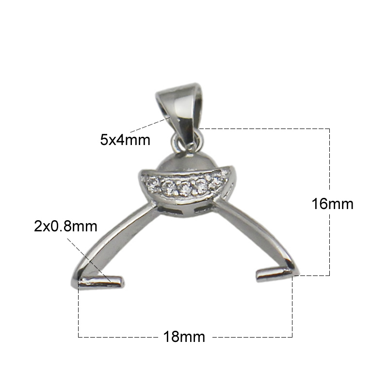Beadsnice Pendant Clasp Side Hole Pinch Bails 925 Sterling Silver Jewelry Findings Necklace Pendant Making ID 34649