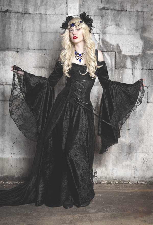 Halloween Costumes Fancy Prom Dress Off Shoulder Vampires Devils Cosplay Costume Long Sleeve Custom Made Victorian Ball Gown
