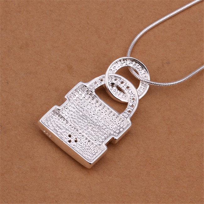 Christmas gift LOVE lock Pendant necklace white gemstone sterling silver necklace STSN352,fashion 925 silver necklace factory direct sale
