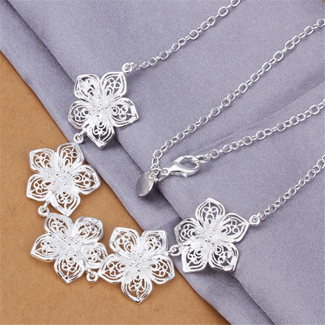 Hot sale Flower Necklace sterling silver plated necklace STSN336,wholesale fashion 925 silver Chains necklace factory direct sale christmas