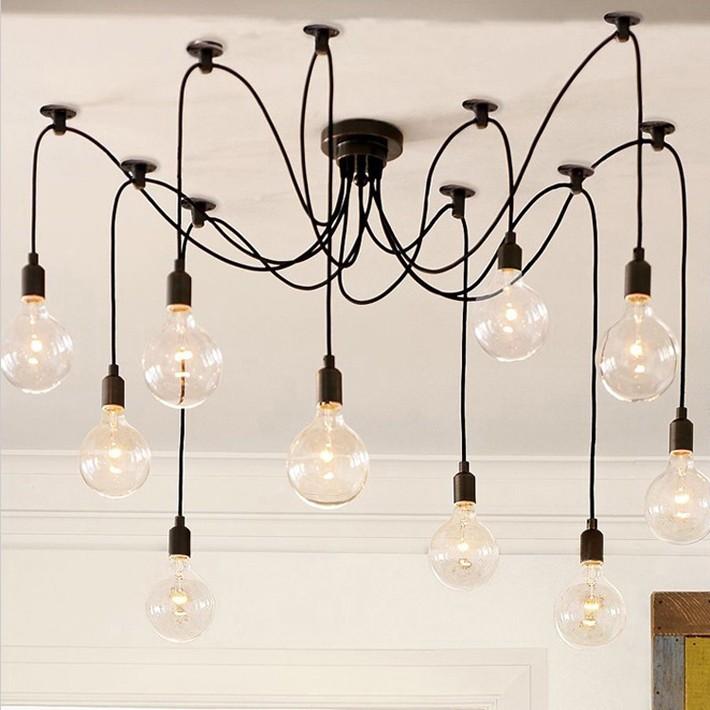 6/8/10/12/14 Lamps Retro Modern Spider Pendant Light Kitchen Lighting Metal Base Material E27 Bulb Base Living Room Lighting