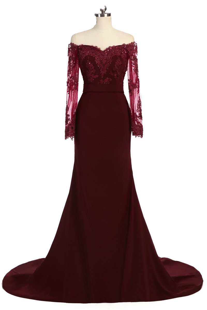 Fashion Dark Red Off the shoulder Long Prom Dress Cheap With Illusion Lace Sleeves Mermaid Chiffon Beaded Bridesmaid Evening Party 2022, Dark green
Fashion Dark Red Off the shoulder Long Prom Dress Cheap With Illusion Lace Sleeves Mermaid Chiffon Beaded Bridesmaid Evening Party 2022, Dark green
