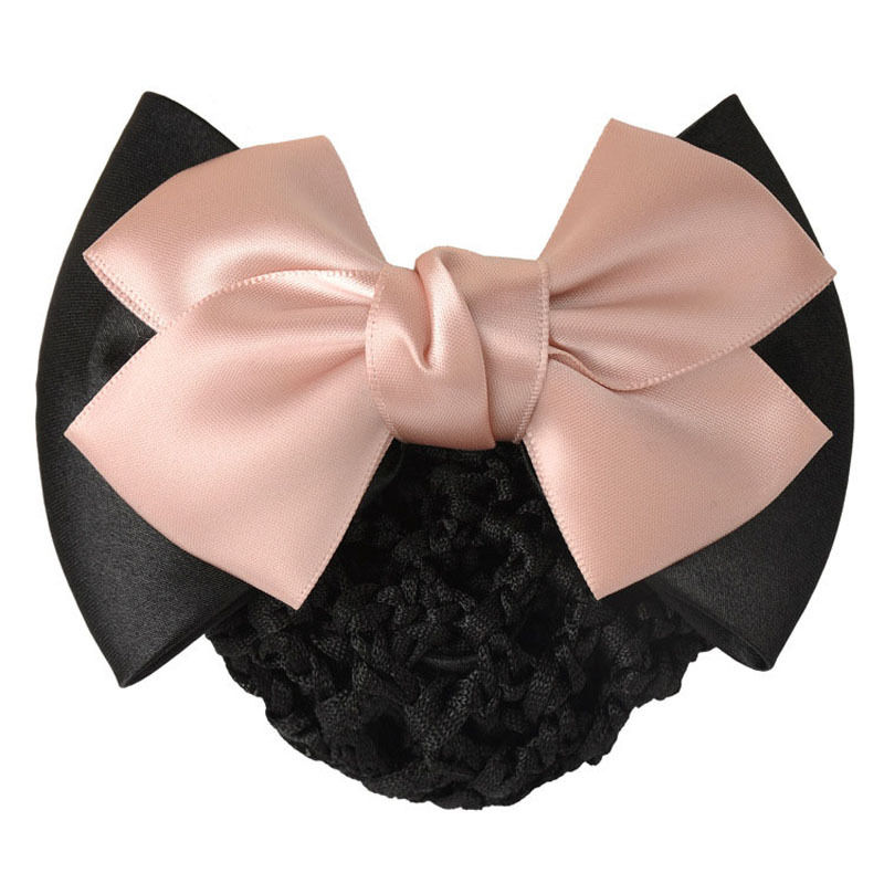 Lady Satin Bow Rhinestone Barrette Hair Clip Cover Net Bun Snood Bowknot Sweet #R48