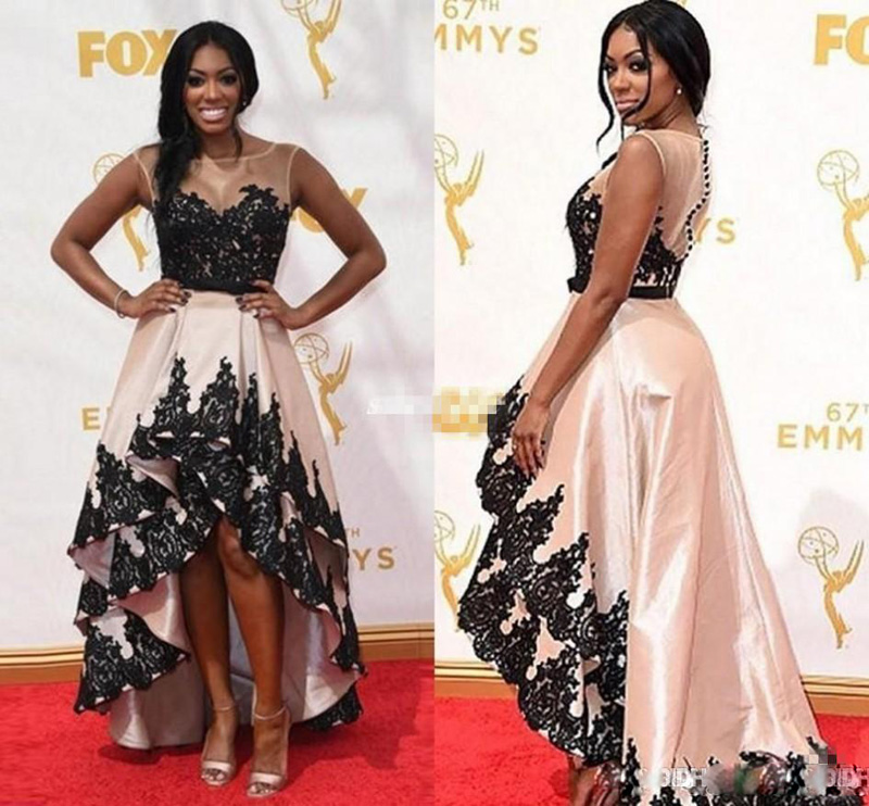 67th Annual Emmy Awards Porsha Williams Red Carpet Prom Dress Celebrity Evening Dresses Sheer Neck Appliqued Lace High Low Prom Dresses 2017, Dark navy
67th Annual Emmy Awards Porsha Williams Red Carpet Prom Dress Celebrity Evening Dresses Sheer Neck Appliqued Lace High Low Prom Dresses 2017, Dark navy