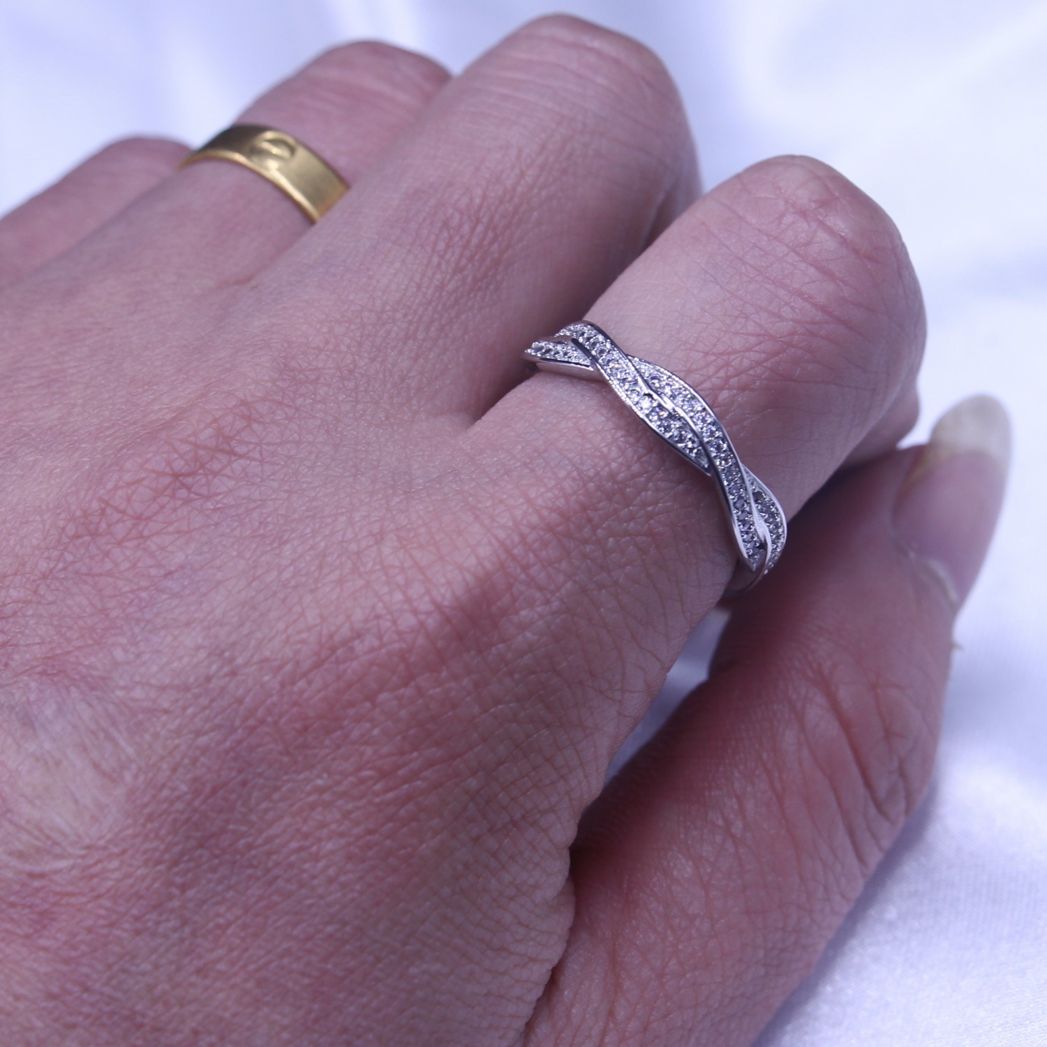 Vecalon 2 colors Cross Jewelry Women Finger ring Cz Diamond 925 Sterling silver Party wedding ring for women men Fashion