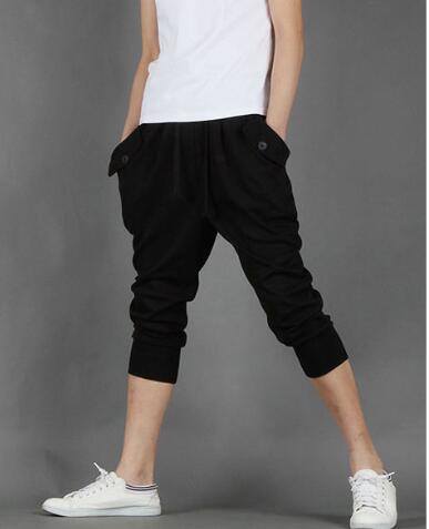 Wholesale- New Mens Harem Capri Casual Sport Athletic Baggy Gym Jogger Joggin Skinny Male Shorts Cotton Polyester Blends Short Pants