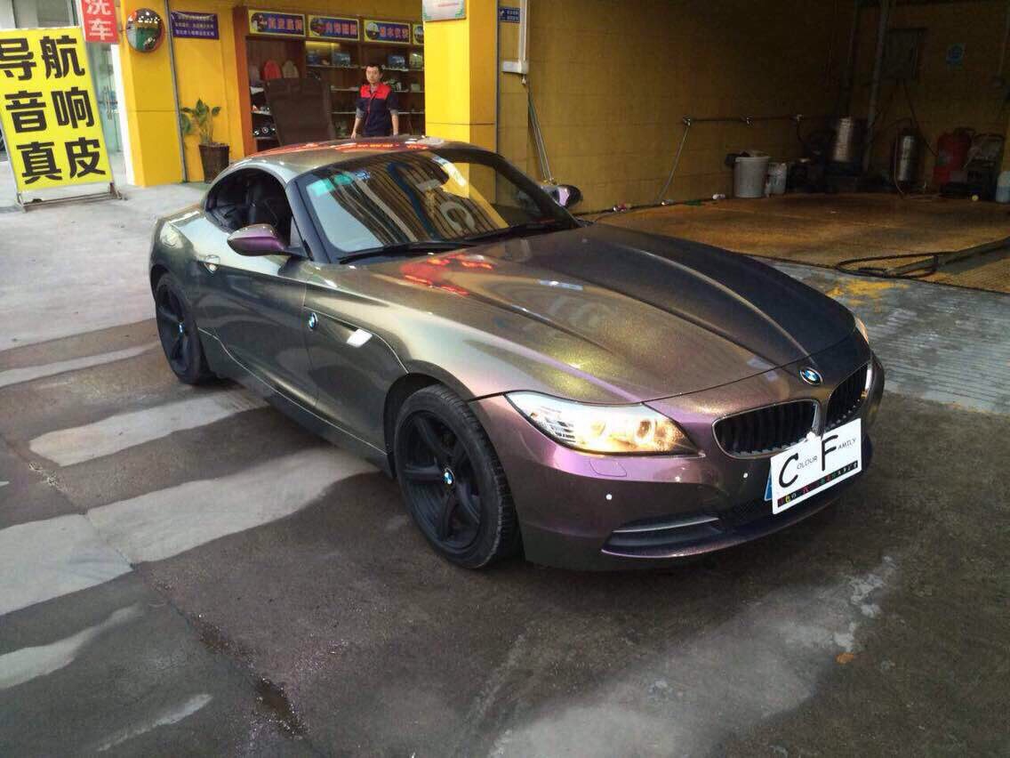 Gloss Metallic Purple to Bronze Flip Glitter Vinyl - Car Wrap Film with air bubble free Chameleon covering foil size 1.52x20m/Roll