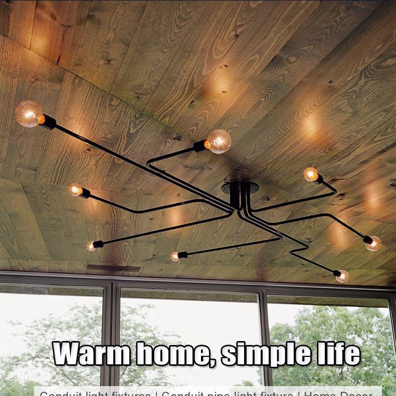 Vintage Ceiling Light Iron Multiple Rod Creative Retro Personality Luminaria Industrial Led Pendant Lamps Home Lighting Fixture Ceiling Lamp