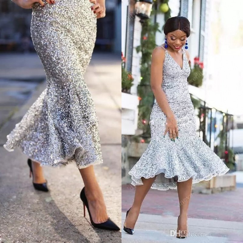 Glittering Silver Mermaid Prom Dresses Sexy V-Neck Sleeveless Sequined Tea Length Maid Of Honor Dresses New Arrival Cheap Formal Party Gowns, Sage
Glittering Silver Mermaid Prom Dresses Sexy V-Neck Sleeveless Sequined Tea Length Maid Of Honor Dresses New Arrival Cheap Formal Party Gowns, Sage