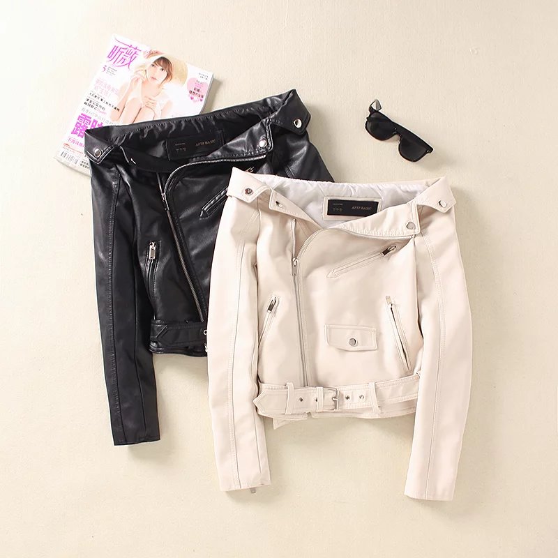 Wholesale- 2017 Spring Fashion women motorcycle slit neckline sexy slim strapless short design black leather clothing PU women jacket
Wholesale- 2017 Spring Fashion women motorcycle slit neckline sexy slim strapless short design black leather clothing PU women jacket