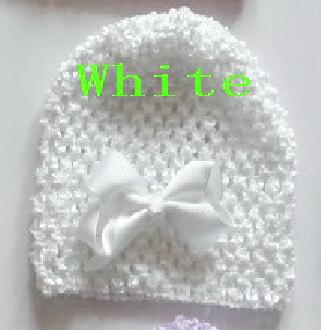 20pcs baby Infant waffle crochet hats hair bows clips sunny soft toddler beanie with 3" bows stretch caps feshion hot sell MZ9114