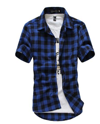 Wholesale-summer classic plaid men's short-sleeved shirts , casual cotton men's shirts ,freeshipping by China Post Air Mail,M-XXXL,