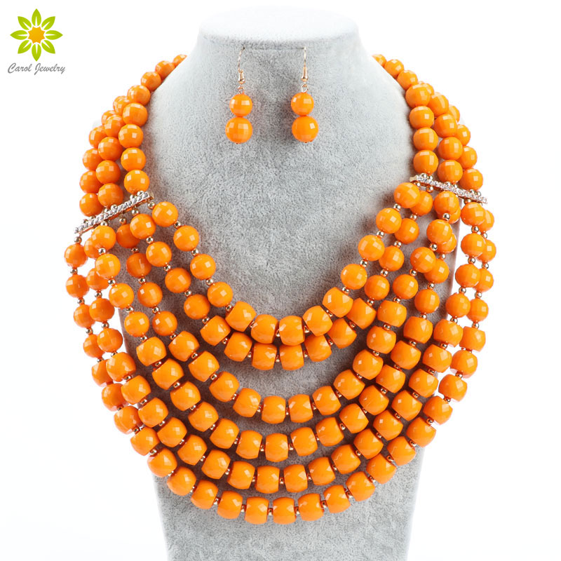 Orange Multilayer Necklace Jewelry New Fashion Classic Statement Necklace African Beads Necklace Earrings Set For Women
Orange Multilayer Necklace Jewelry New Fashion Classic Statement Necklace African Beads Necklace Earrings Set For Women