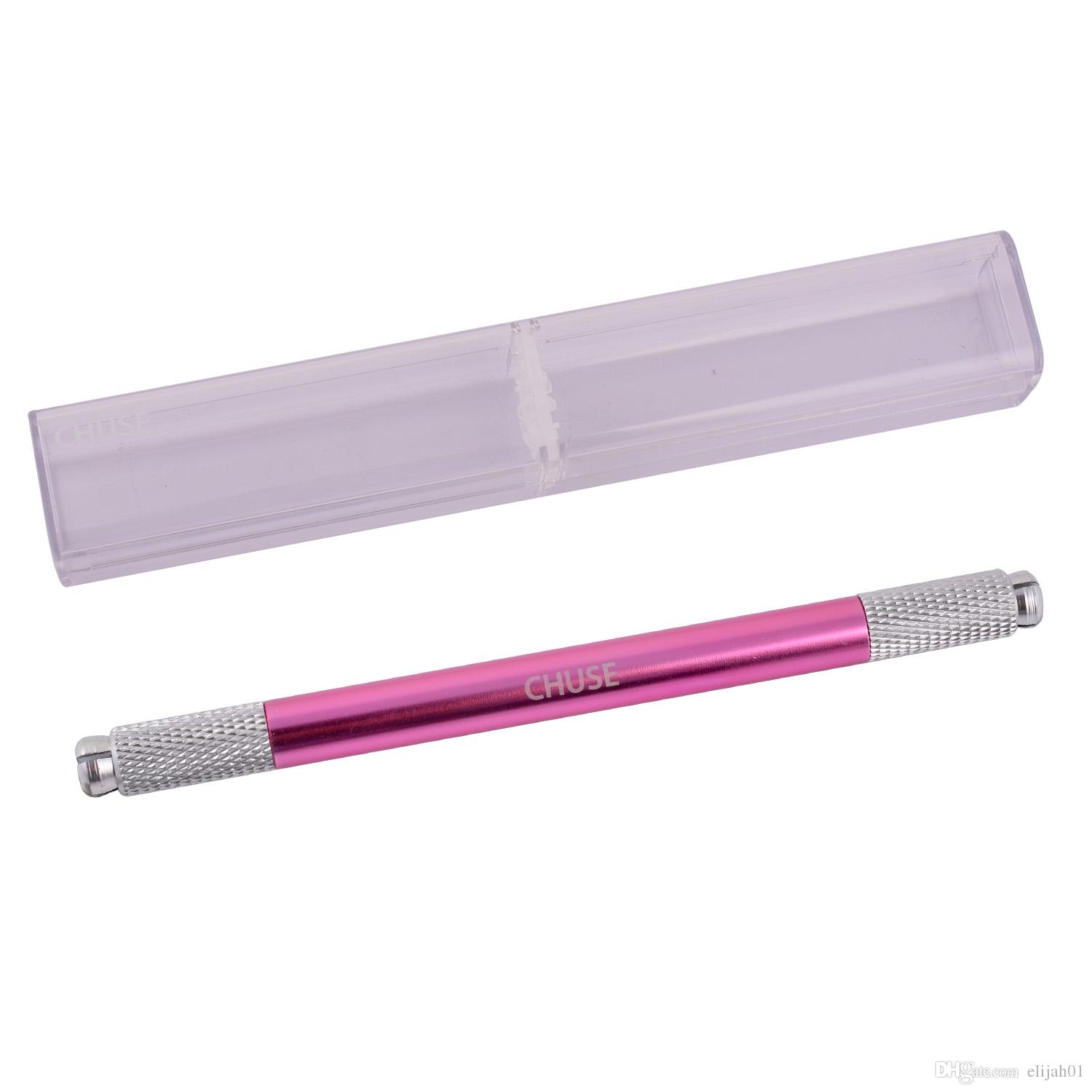 CHUSE Manual Cosmetic Pen Pink Tattoo Eyebrow Machines For Permanent Makeup Both Head Available